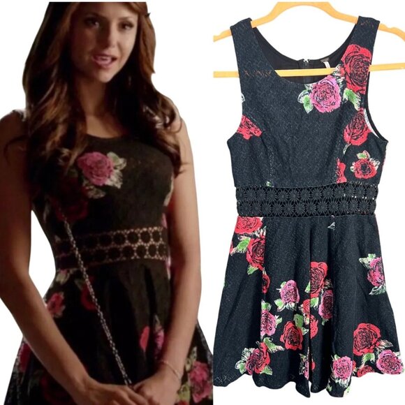 ASO Katherine Pierce Vampire Diaries Free People Rose Daisy Chain Mini Dress - Picture 2 of 13